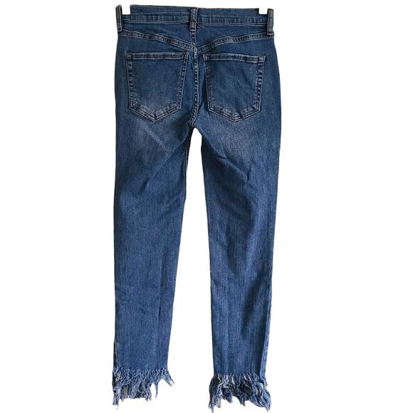 WE THE FREE Great Heights Mid Rise Distressed Fringe Frayed Hem Skinny Jeans 25 - Picture 3 of 12